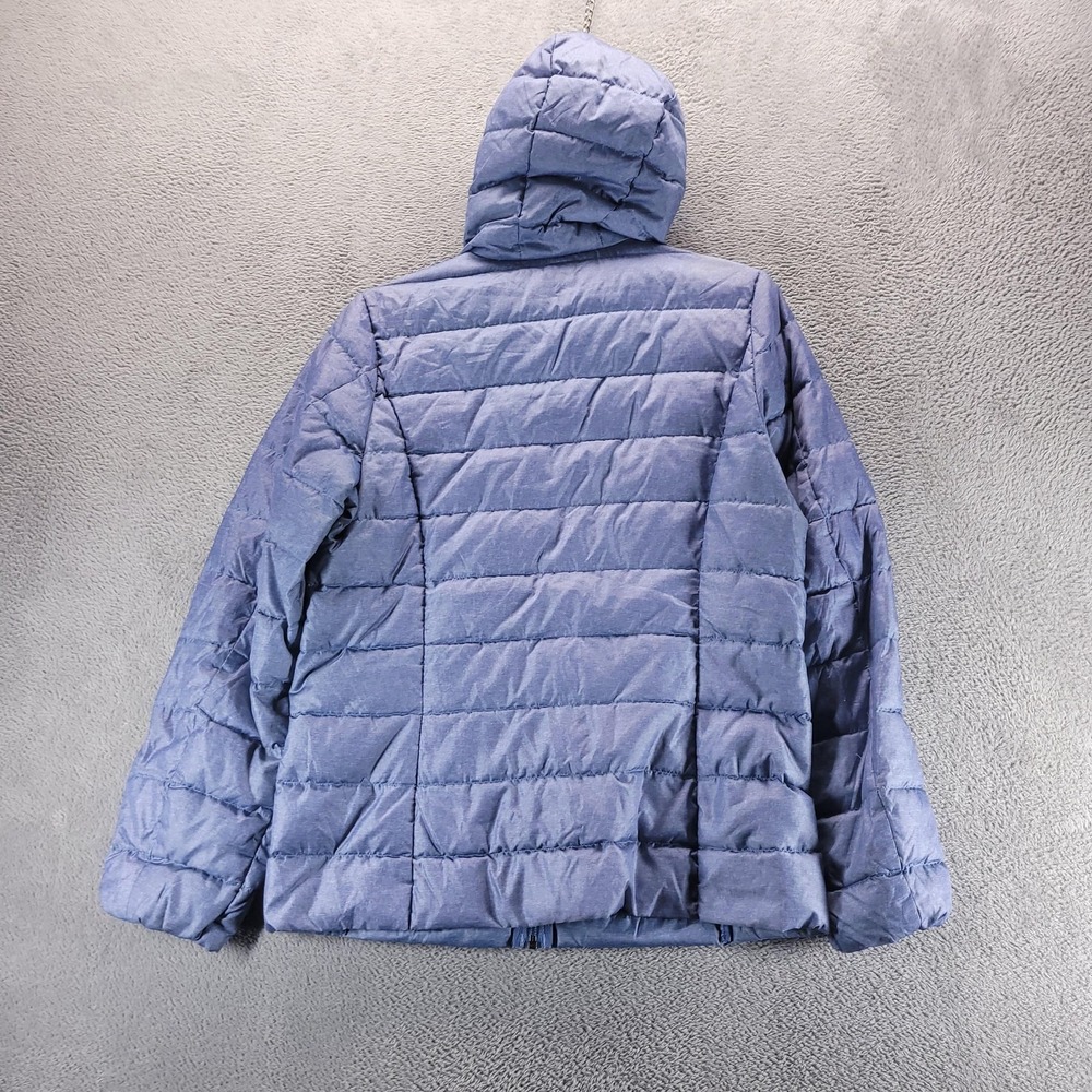 Eddie Bauer Jacket Womens M Blue EB650 Down Puffer Hooded Quilted Zip Pockets - Picture 2 of 9